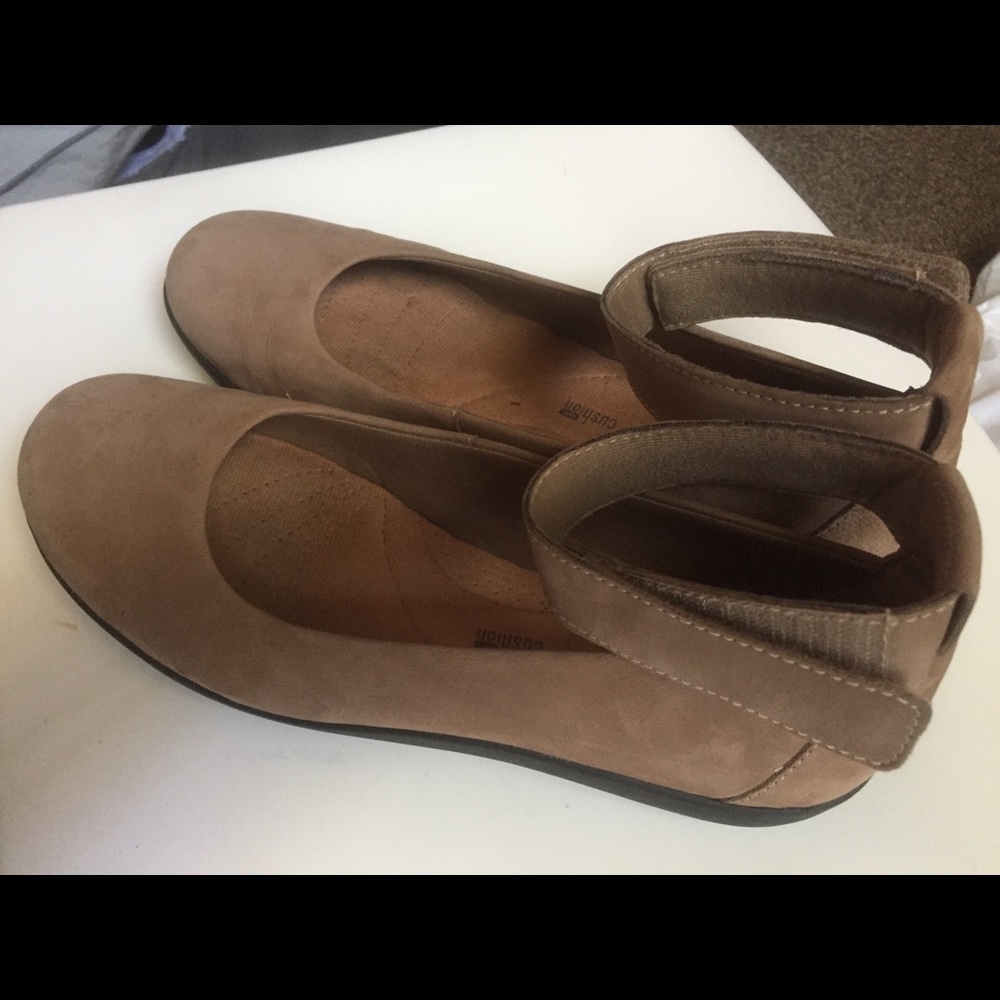 Brown Clarks Brand Shoes Velcro strap
